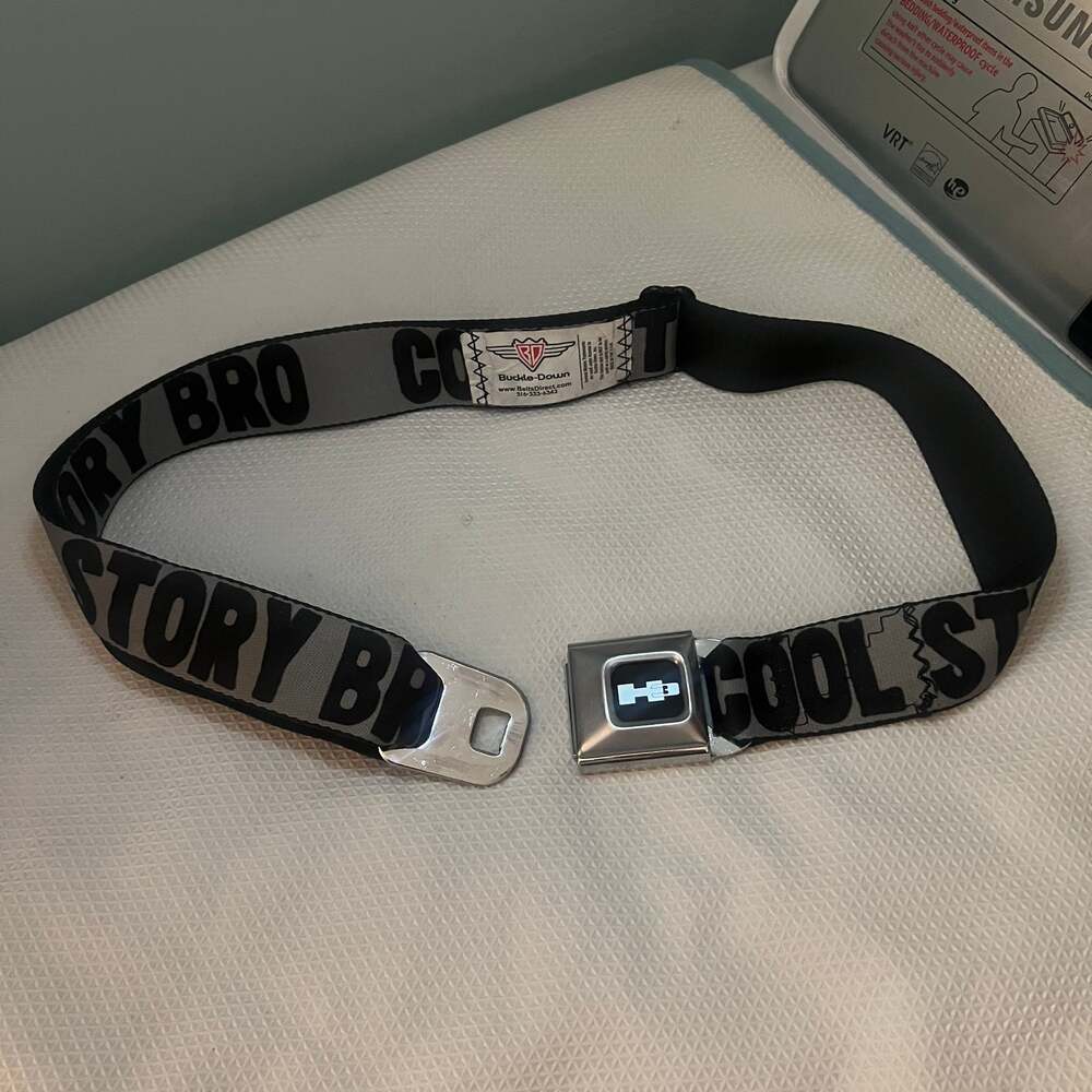 Buckle-Down Seatbelt Belt - Cool Story, Bro - Gray/Black